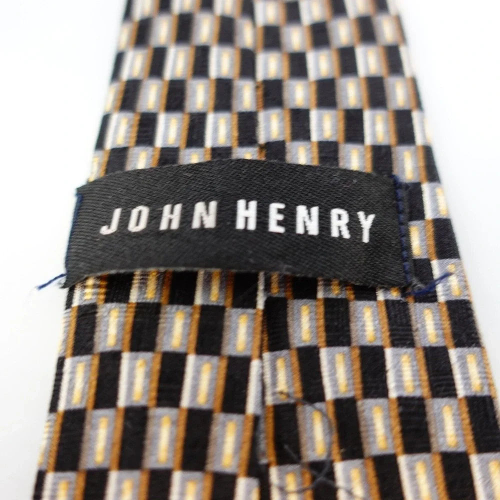 JOHN HENRY Neck Tie Mens Black Brown Short Designer Suit Art Classic Dark SKINNY